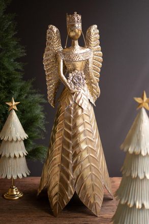 Kalalou Large Table Top Metal Christmas Angel - 39T