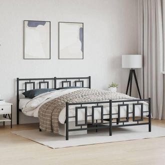 Berkfield Home Metal Bed Frame without Mattress with Footboard Black 150x200cm | Size: 150x200 cm
