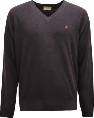Brooksfield V-hals Wollen Trui Grijs/Blauw - Heren - V-hals truien - Grijs - 2XL - Wol - Truien & Vesten