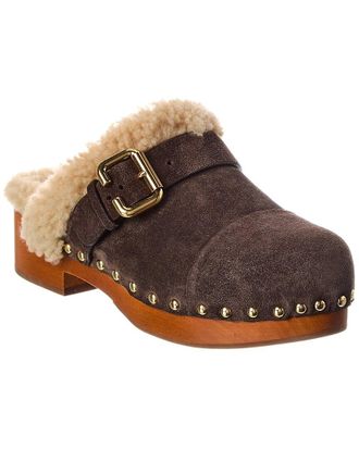 Chlo&eacute; Jeannette Suede & Shearling Clog