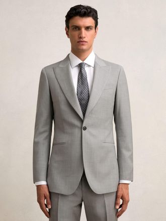 Reiss Mid Grey Wool Single-breasted Suit Blazer Tailored-fit, 46R