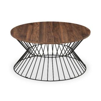 Julian Bowen Jersey Round Wire Coffee Table 80cm Walnut - Julian Bowen | TJ Hughes