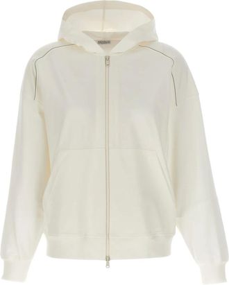 Brunello Cucinelli Sudadera con capucha y detalle Monili - Sweatshirts & Hoodies - Mujer - Blanco - XL