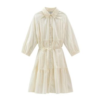 Woolrich Katoenen Overhemdjurk - Dames - Shirt Kleedjes - Wit - L - Katoen - Kleedjes
