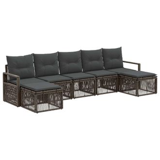 vidaXL Conjunto De Sof&aacute;s De Jard&iacute;n 7 Pcs Gris Rat&aacute;n Sint&eacute;tico Vidaxl