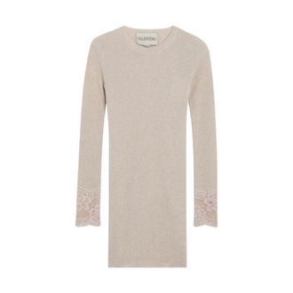 Valentino Garavani Cashmere Knitwear, female, Beige, Size: M Valentino Garavani Sweaters