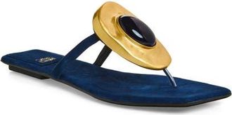 Jeffrey Campbell Bazaar Flip Flop in Navy Suede Combo at Nordstrom, Size 6.5