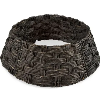 Best Choice Products 36in Basket Woven Hyacinth Christmas Tree Collar, Tree Skirt Accessory w/ Cord Cut-Out