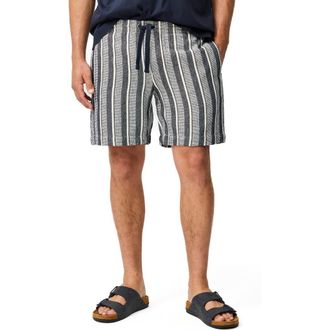 Rodd & Gunn The Laurels Stripe Cotton Blend Drawstring Shorts in Navy at Nordstrom, Size Xxx-Large