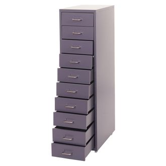 Hhg Hhg - Armario Con Ruedas Boston T851, Armario Con Cajones Armario De Acero, 110x28x41cm 10 Cajones, Gris Oscuro