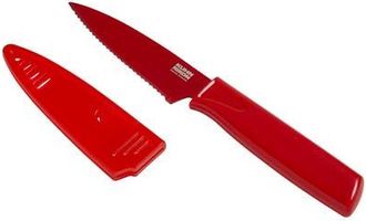 Kuhn Rikon Colori Non-Stick Serrated Paring Knife with Safety Sheath, 4 inch in Red at Nordstrom