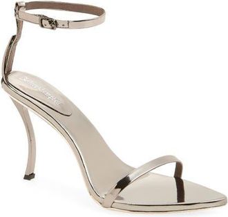 Jeffrey Campbell Obsession Ankle Strap Sandal in Pewter Mirror Combo at Nordstrom, Size 6.5
