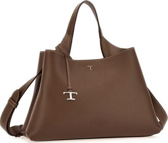 Tod's Apa Leather Top Handle Bag in Noce /Creta at Nordstrom