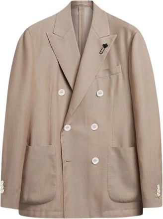 Lardini Kostuums, Heren, Beige, M, Dyed Drop 7 Jacket