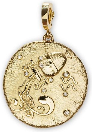 Azlee 18kt yellow gold large Of The Stars Aquarius diamond pendant charm - women - White Diamond/18kt Yellow Gold - One Size