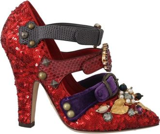 Dolce & Gabbana Rode Bellucci Alta Moda Versierde Pumps - Dames - Pumps - Veelkleurig - 36 EU - Schoenen