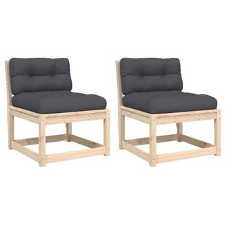 Berkfield Home Garden Sofas with Cushions 2pcs Solid Wood Pine in Light Tan