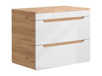 Vente-Unique Lavabo flotante con tablero - 80 cm - Natural claro y blanco ARUBA