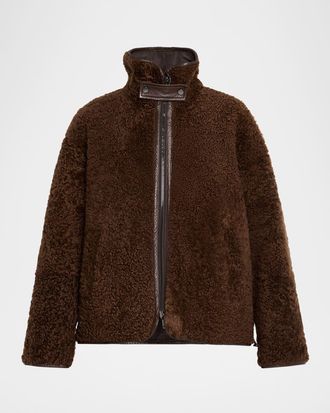 Brunello Cucinelli Curly Shearling Reversible Coat