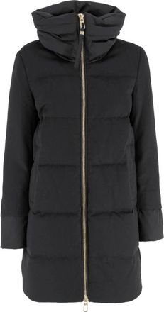 Duno Gewatteerd Bi-Materiaal Jas met Opstaande Kraag - Dames - Parka Jassen - Zwart - 2XL - Wol - Jassen