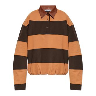 Acne Studios Polo Shirts, female, Brown, Size: XS Striped Polo Sweater