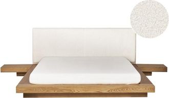 Beliani Bed Boucle ZEN 160 x 200 cm (EU King Size) Natural Ash Wood