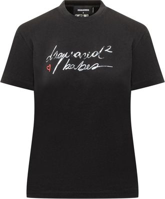 Dsquared2 Black Graphic Crew Neck T-Shirt