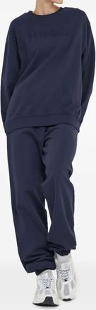 HUGO BOSS Sweater met logo en ronde hals - Blauw