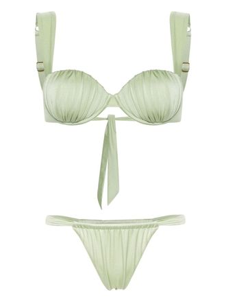 Noire Swimwear Bikini Cheeky con ruches - Verde