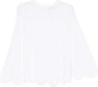 Forte_Forte Brushed Mohair Pointelle Stitch Sweater