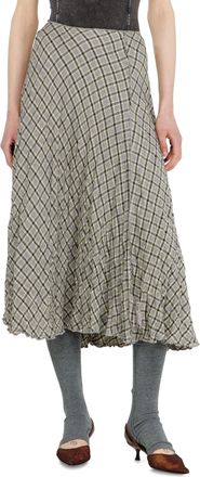 Diesel Midi skirt in seersucker-effect check - Skirts - Woman - Grey