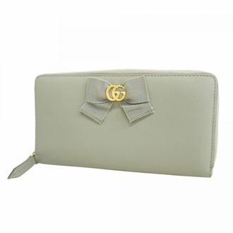 Gucci Gray Leather Long Wallet (Bi-Fold) (Pre-Owned)