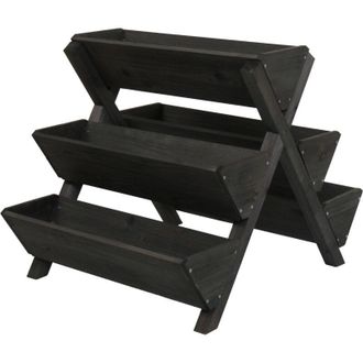 Hhg non utilizzato] Fioriera a scala 646, per erbe piante giardino ripiani rialzati, 5 vasi 56x56x70 per esterno legno mvg, antracite