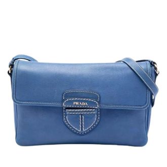 Prada Pre-owned Shoulder Bags, female, Blue, Size: ONE SIZE Pre-owned Leather Crossbody Bag