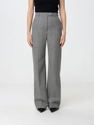 Alexander McQueen McQueen Pantaloni sartoriali flared in lana con motivo Vichy a vita alta