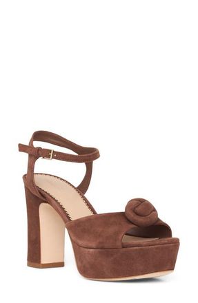 Cinq &agrave; Sept Arianna Suede Platform Sandal in Dark Sepia at Nordstrom, Size 8.5Us