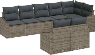 vidaXL Garden Sofa Set with Cushion 8 pcs Grey Poly Rattan vidaXL