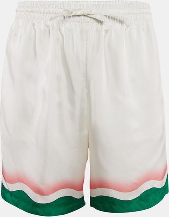 Casablanca White Striped Silk Tennis Club Shorts