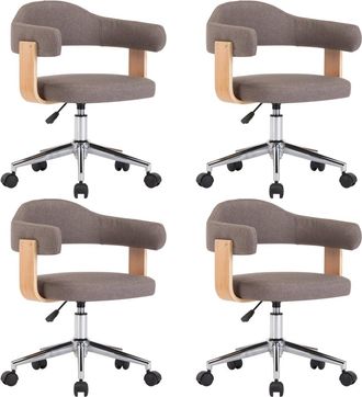vidaXL Sillas Comedor Giratorias 4 Uds Madera Curvada Tela Gris Taupe Vidaxl