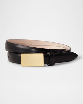 Déhanche Signet Calfskin Leather Skinny Belt