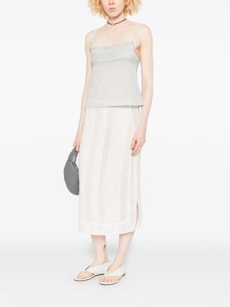 Low Classic Strip Tank Top - White