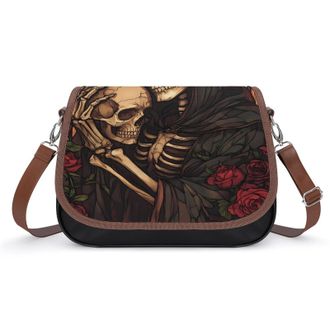 Generic Grim Reaper Rose Skull Crossbody Bags for Women Fashion Leather Shoulder Handbags With Adjustable Strap