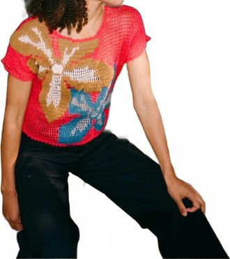 Bel Kazan Yeva Short Sleeve Top In Cherry