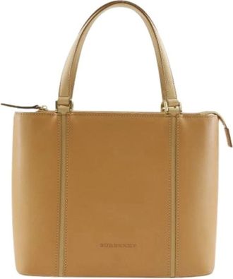 Burberry Pre-owned Handbags, female, Beige, Size: ONE SIZE Pre-owned Calfskin Handbag