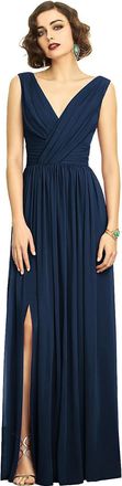 The Dessy Group Sleeveless Draped Chiffon Maxi Dress with Front Slit