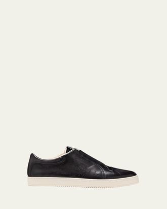 Berluti Mens Playtime Scritto Leather Slip-On Sneakers
