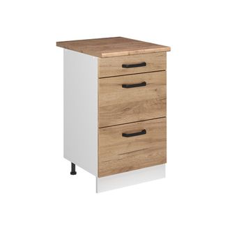 Vicco Mueble Bajo De Cocina R-line, Roble Dorado/blanco, 50 Cm Encimera Roble Dorado, Vicco