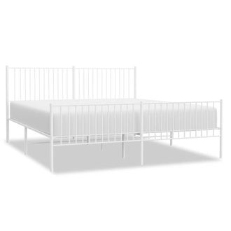 Berkfield Home Metal Bed Frame with Headboard & Footboard White 200x200 cm