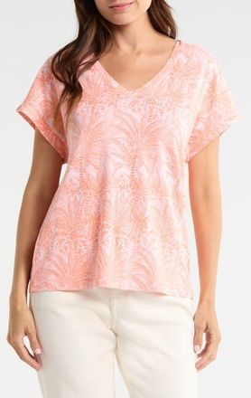 Tommy Bahama Kauai Palm Bay Tree Cotton Blend Jersey T-Shirt in Crystal Rose at Nordstrom, Size X-Large