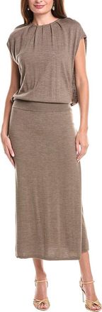 SIMKHAI Xion Draped Cape Wool Midi Dress